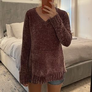 Orvis Plum Chenille V-Neck Pullover Sweater | Size Medium